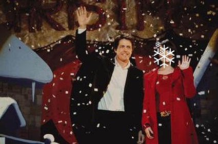 Hugh Grant and a mystery woman in Love Actually
