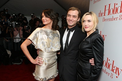 Cameron Diaz, Jude Law, and Kate Winslet at the premiere of The Holiday in 2006. But somebody is missing...